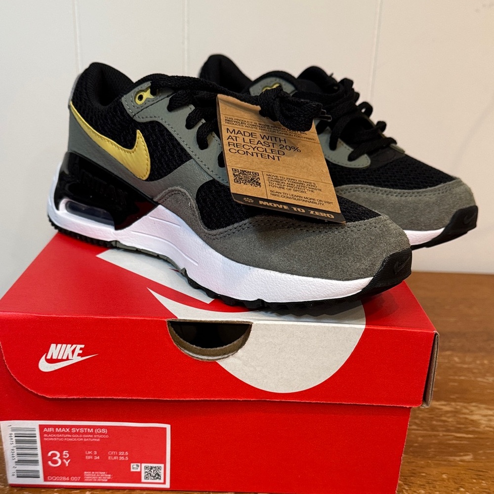 Nike Air Max System Black and Gold Sneakers